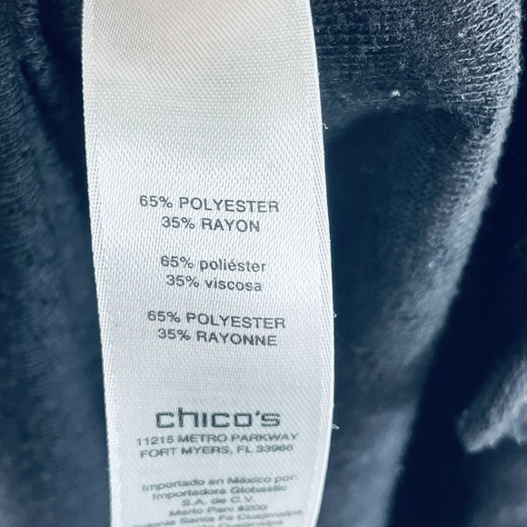 Chico's Black Textured Knit 3/4 Sleeve Cowl Neck Top Shirt Womens Sz 2 Medium 12 - Picture 7 of 7